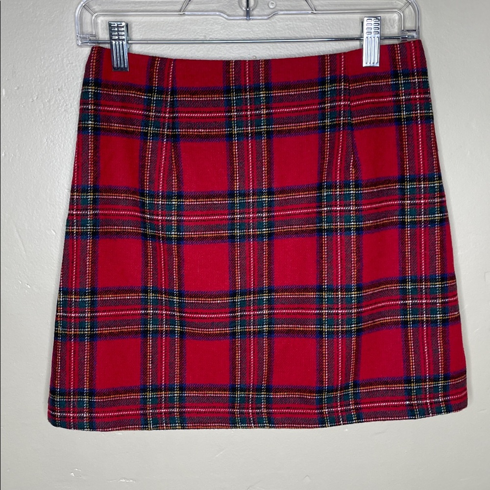 PINK LIlY Mini Skirt Red & Green Tartan Plaid Wool Blend School Girl NWT Small